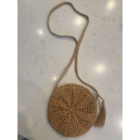 Straw Boho beach Woven Braided  Crossbody Circle Round Purse - Picture 1 of 5